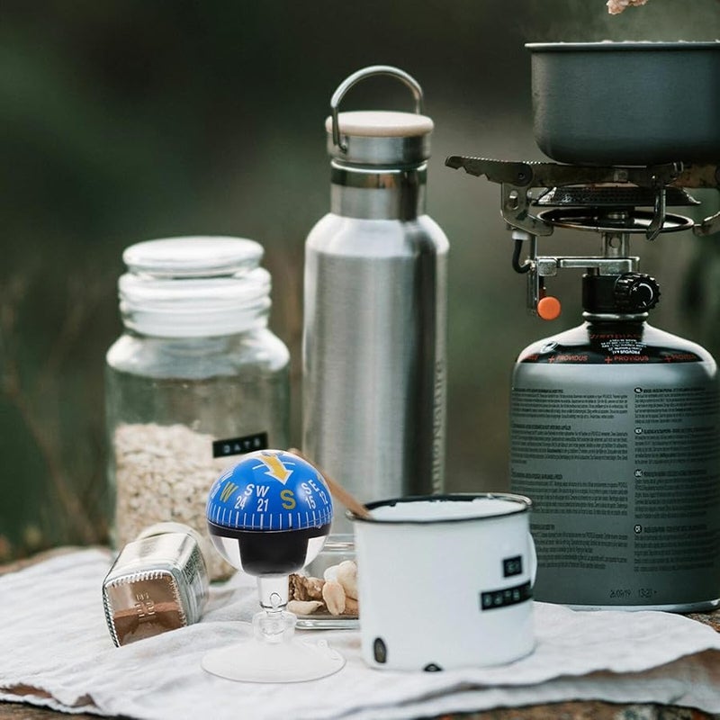 HYTROVE 38 مم بوصلة كرة زرقاء للسيارة مع حامل لوحة القيادة بكوب شفط للملاحة في الهواء الطلق للمشي لمسافات طويلة - Image 5